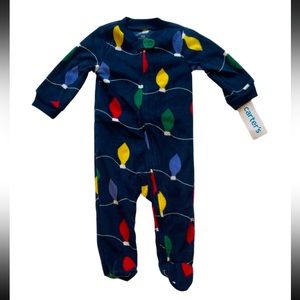 Carter's Fleece Christmas Lights Footed Bodysuit  Size 6-9M My First Christmas